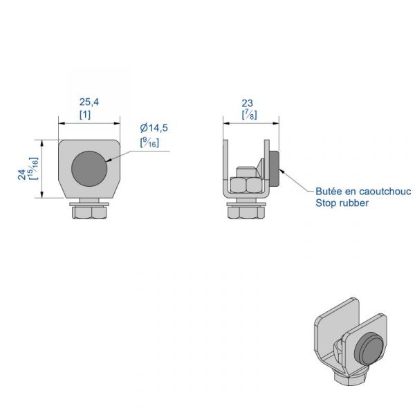 SU2056 stoper INOX system Slid'Up 2000 do montażu w prowadnicy SU2052 lub SU2053