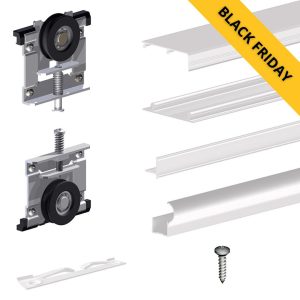 System do drzwi przesuwnych w szafie SLID’UP 220 na 3 skrzydła, grubość drzwi 18 mm, długość prowadnicy 270 cm, kolor biały